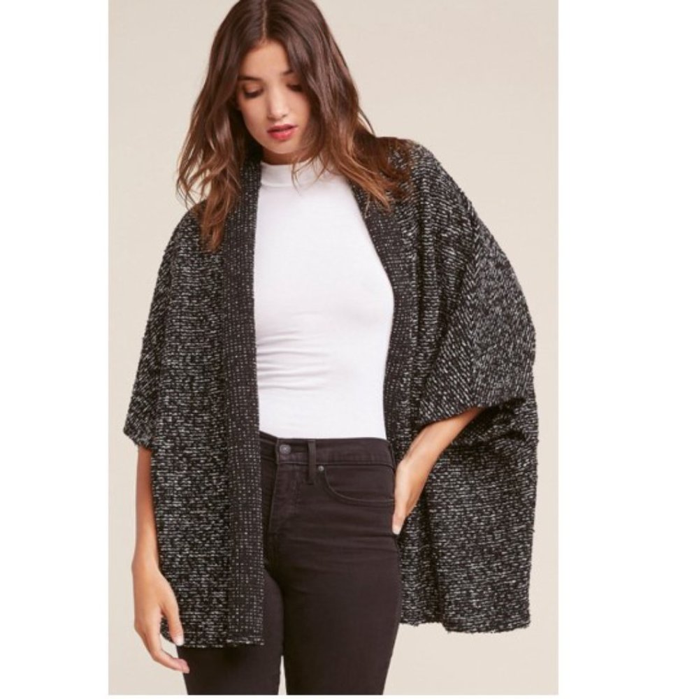 BB Dakota Black and White Open-Front Knit Cardigan